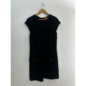 Cynthia Cynthia Steffe Crepe Dress Womens 10 Black Cap Sleeve Mock Neck Back Zip